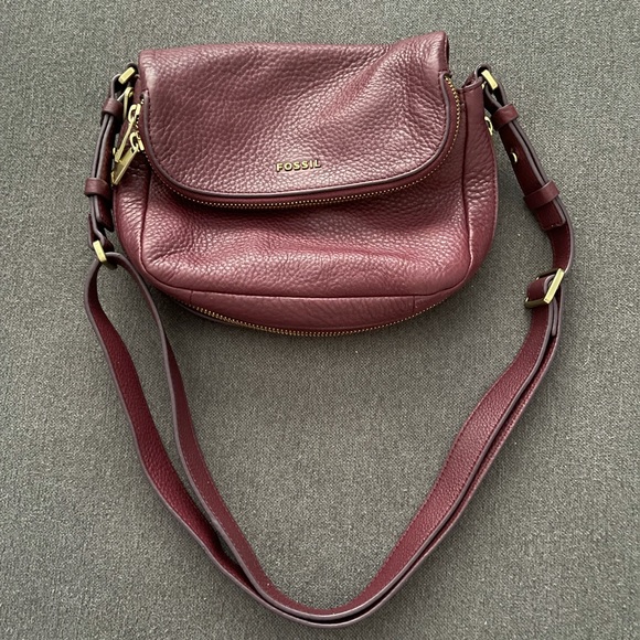 Fossil: Authentic leather wine expandable handbag with multi-compartments - Picture 13 of 14